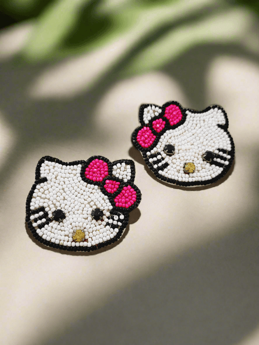 Hello Kitty Beaded Stud Earrings - Mirae