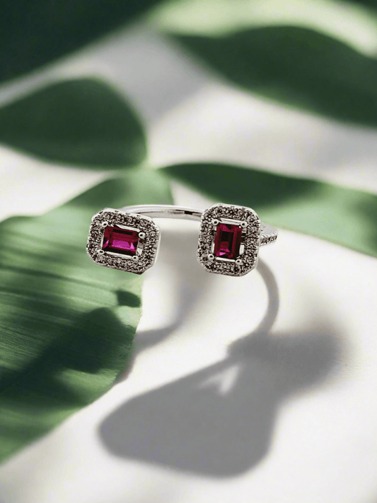 Crystal Two-Stone Open Ring - Mirae