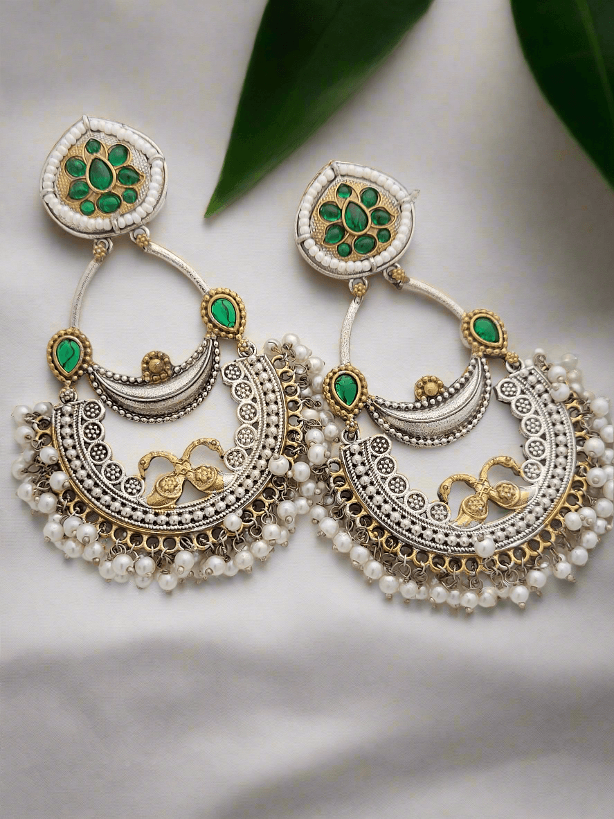 Peacock Motif Chandbali - Mirae