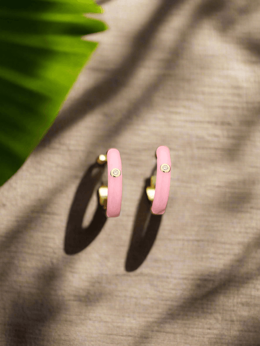 Enamel mini huggie hoop earrings - Mirae