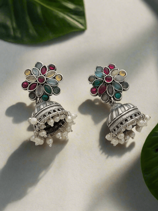 Oxidized multi colour earrings - Mirae