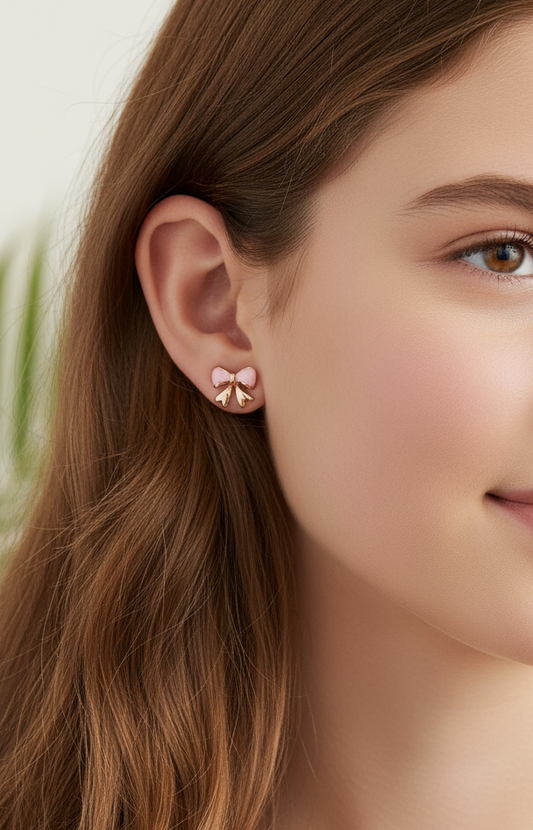 Delicate Enamelled Mini Bow studs