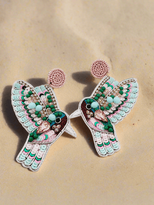 Hummingbird Beaded Drop Earrings - Mirae