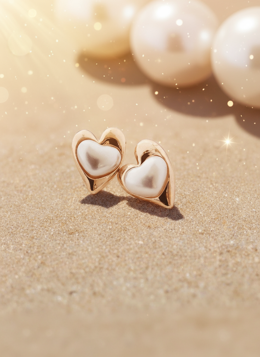 Textured edge pearl stud earrings - Mirae