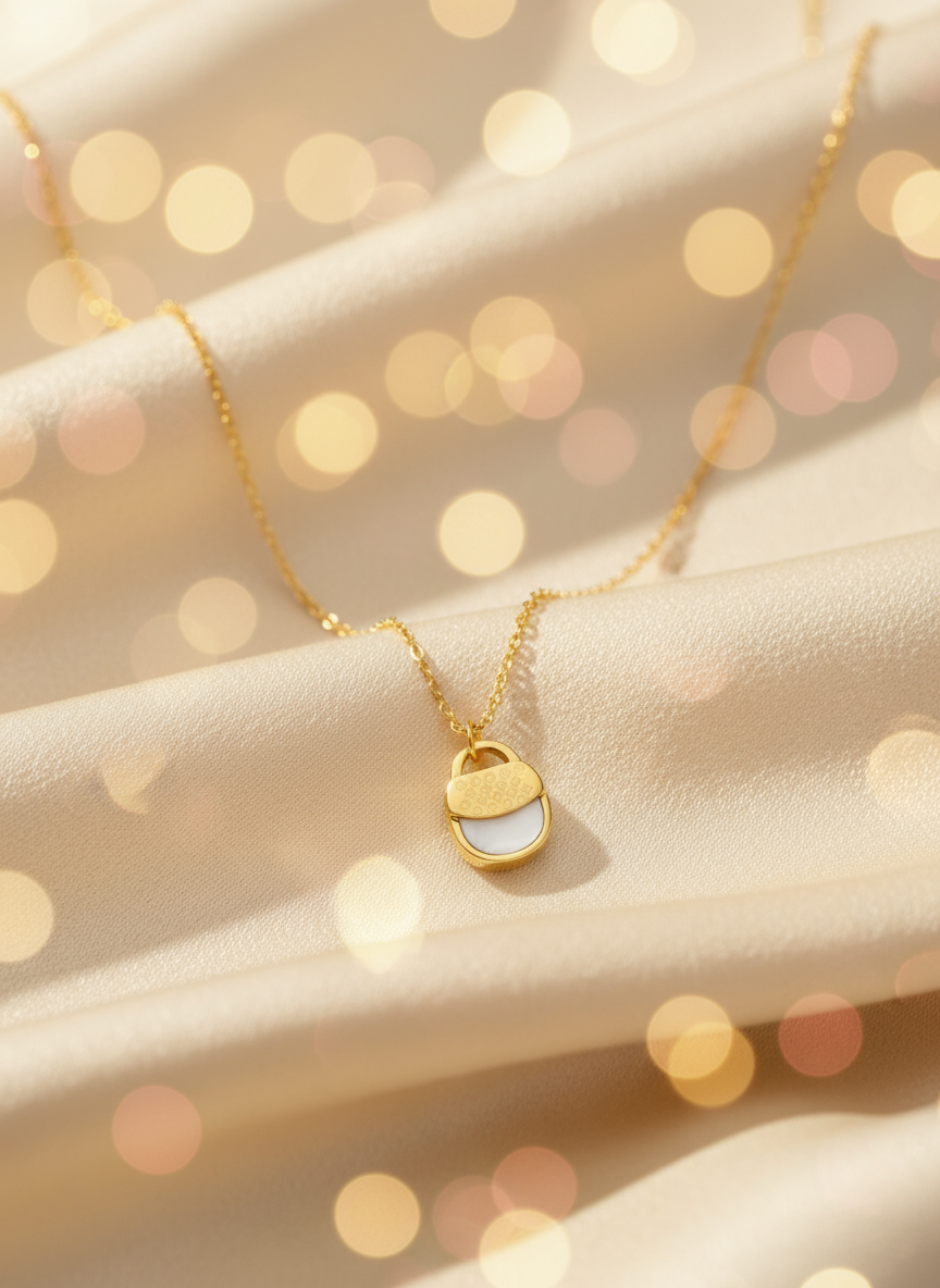 Minimalist white Stone charm pendant