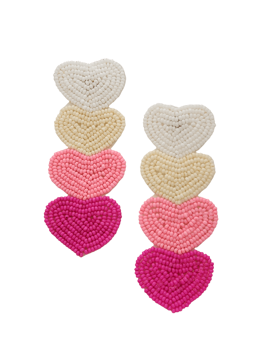 Stacked Heart Beaded Earrings - Mirae