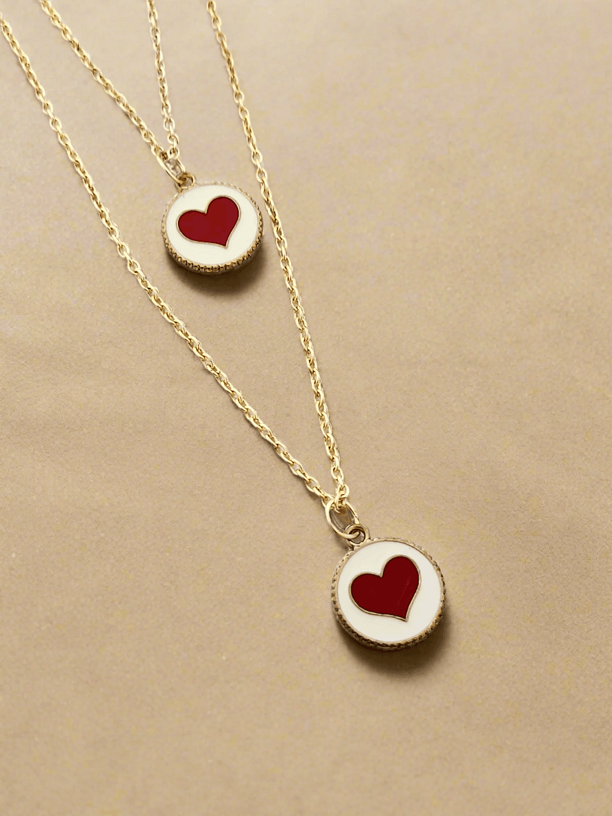 Double layered Heart charm necklace - Mirae