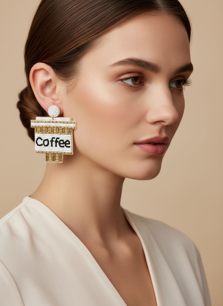 "Coffee" Beaded Dangle Earrings