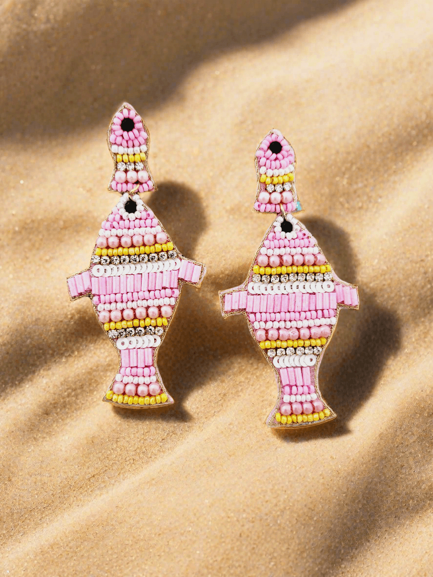 Fish Beaded Drop Earrings - Mirae