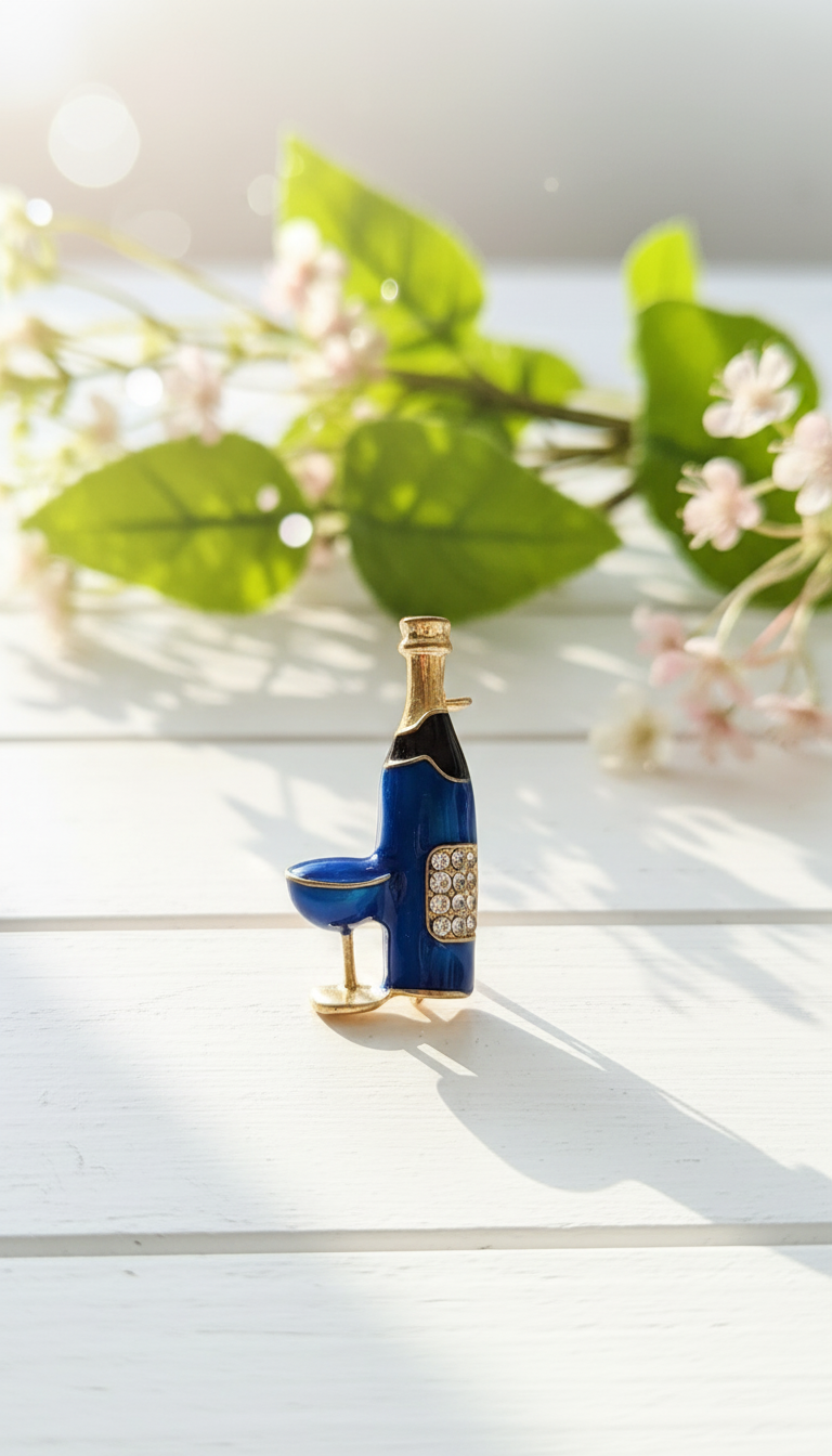 Chic Blue Enamel Cocktail Pin