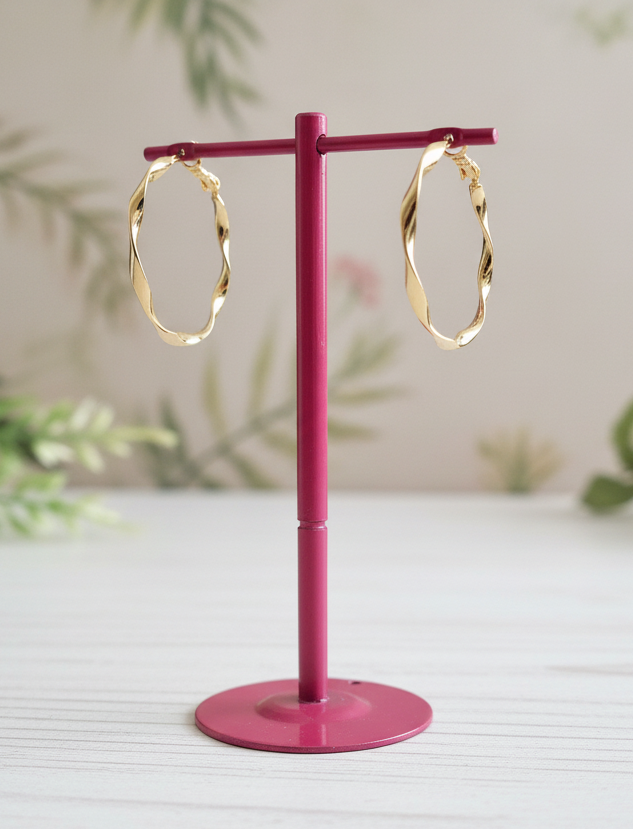 Sculptural Twisted Gold Hoops