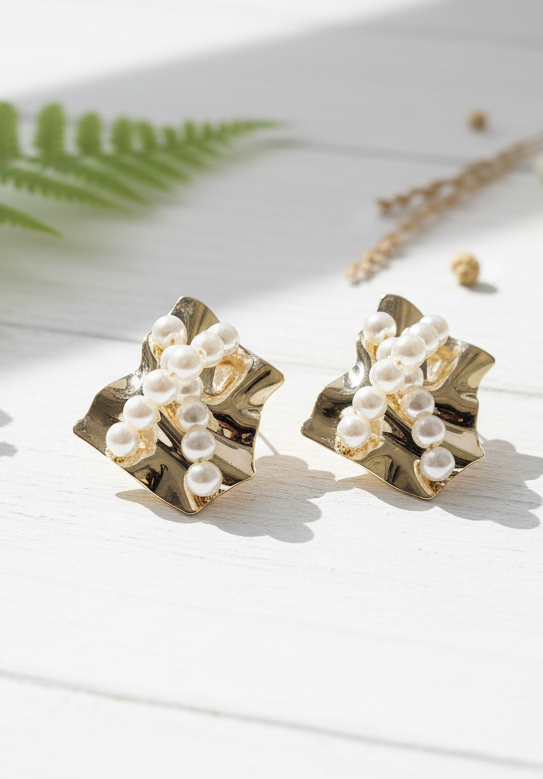 The Gilded Pearl Abstract Earrings