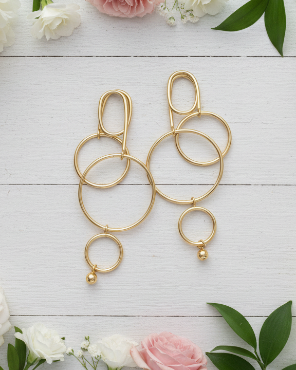Geometric Linked Hoop Earrings