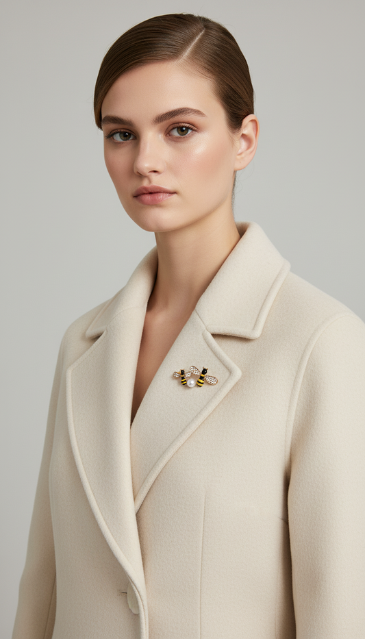 Crystal Winged Bee Cluster & Pearl Brooch Pin