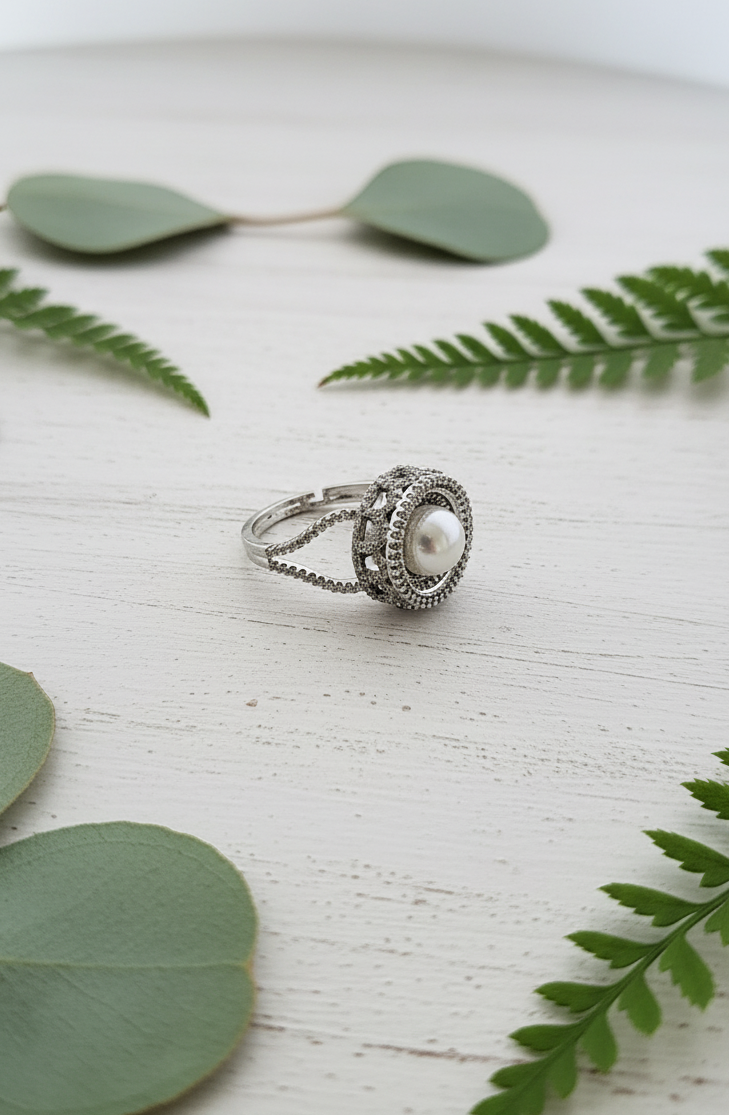 The Grand Pearl Halo Statement Ring
