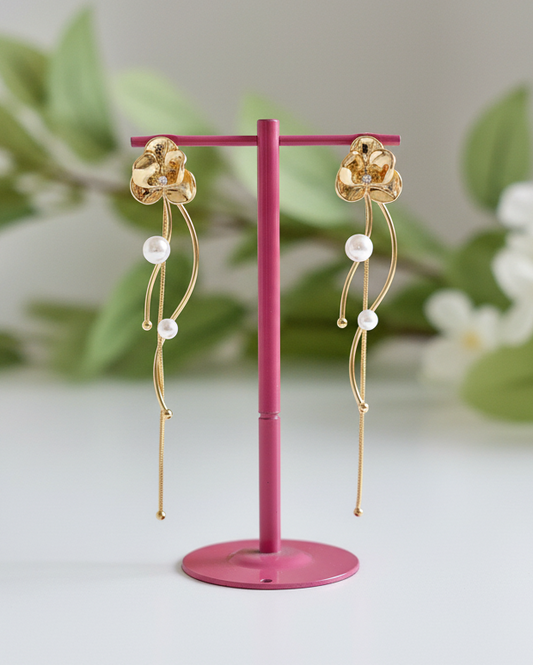 Floral Pearl Drop Earrings
