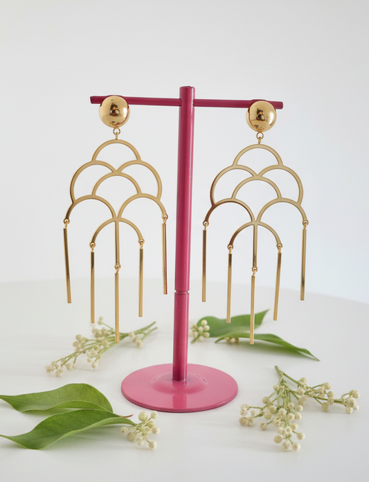 Art Deco Scalloped Drop Earrings