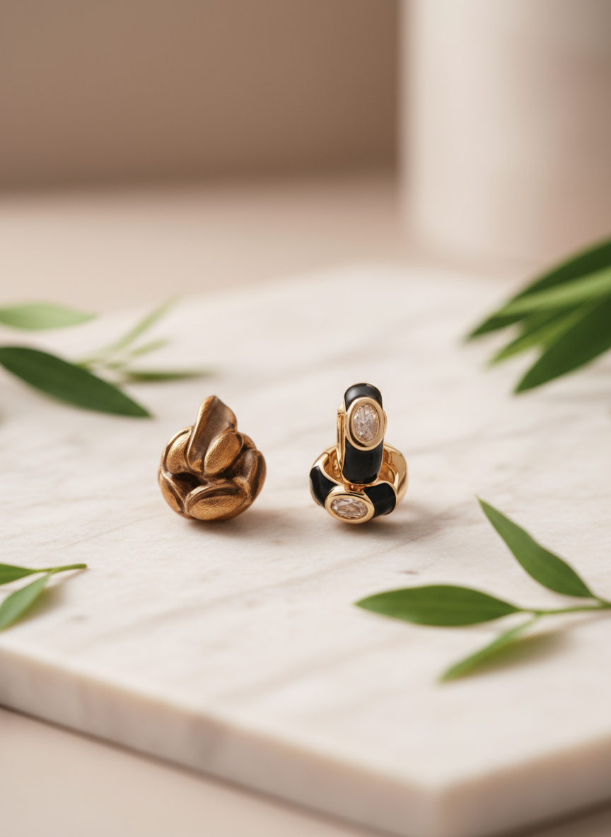 Enamel embellished hoop earrings