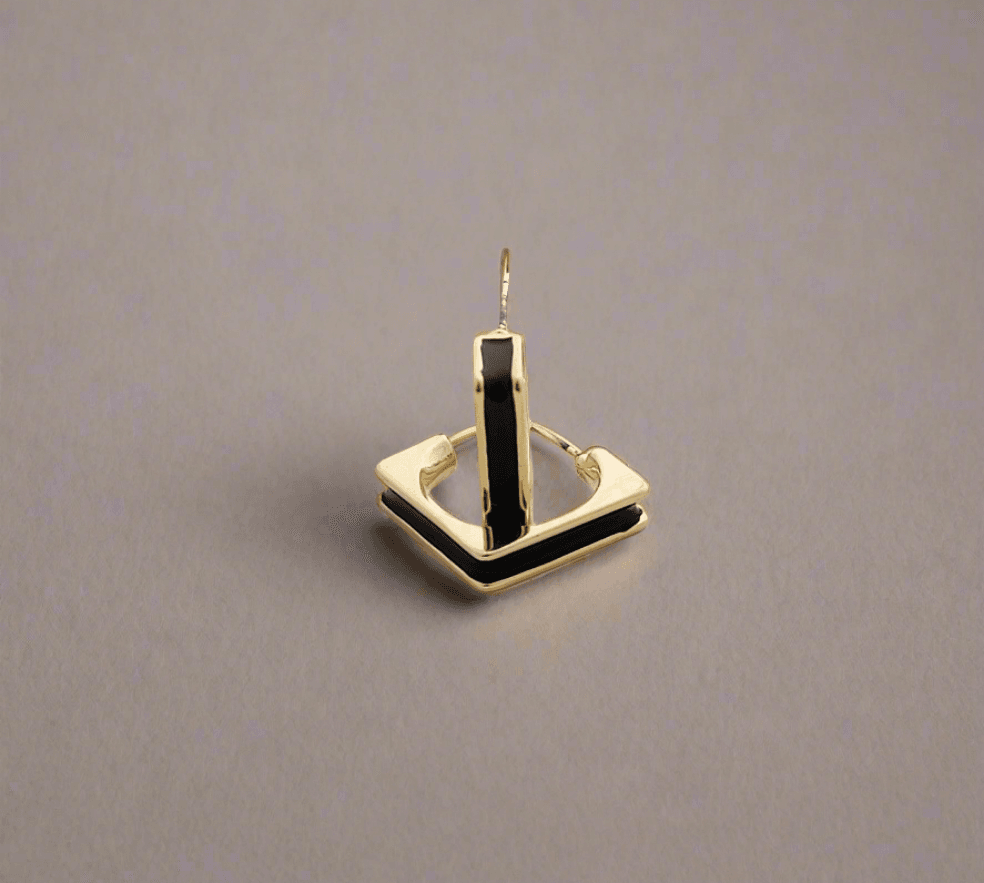 Black enameeled square half bali - Mirae 