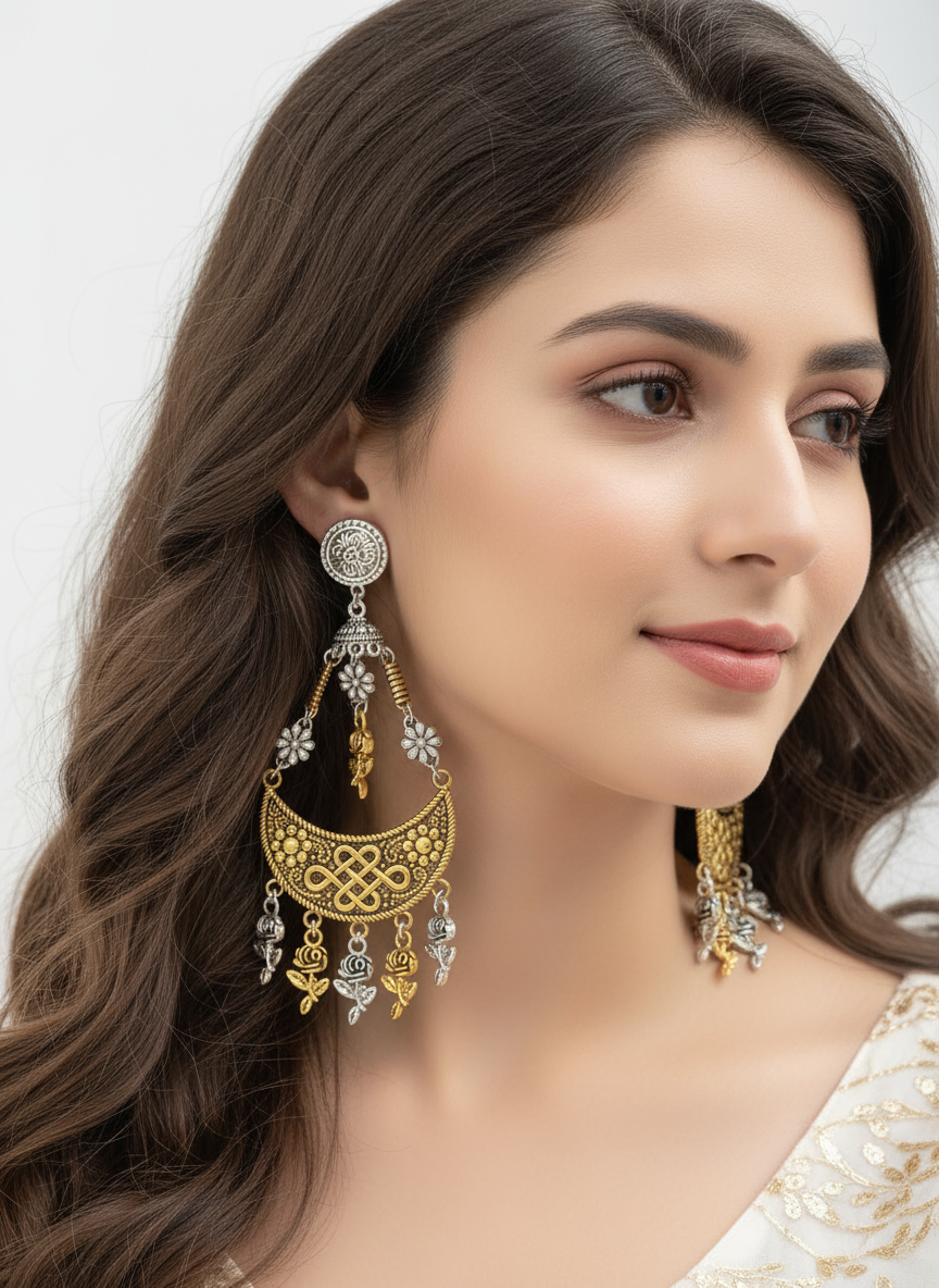 Oxidized Chandballa style earrings