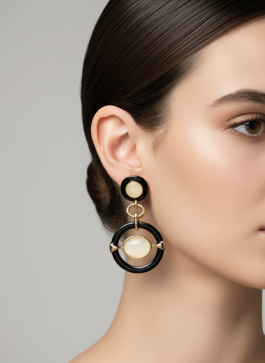 Gold Geometric Drop Earrings