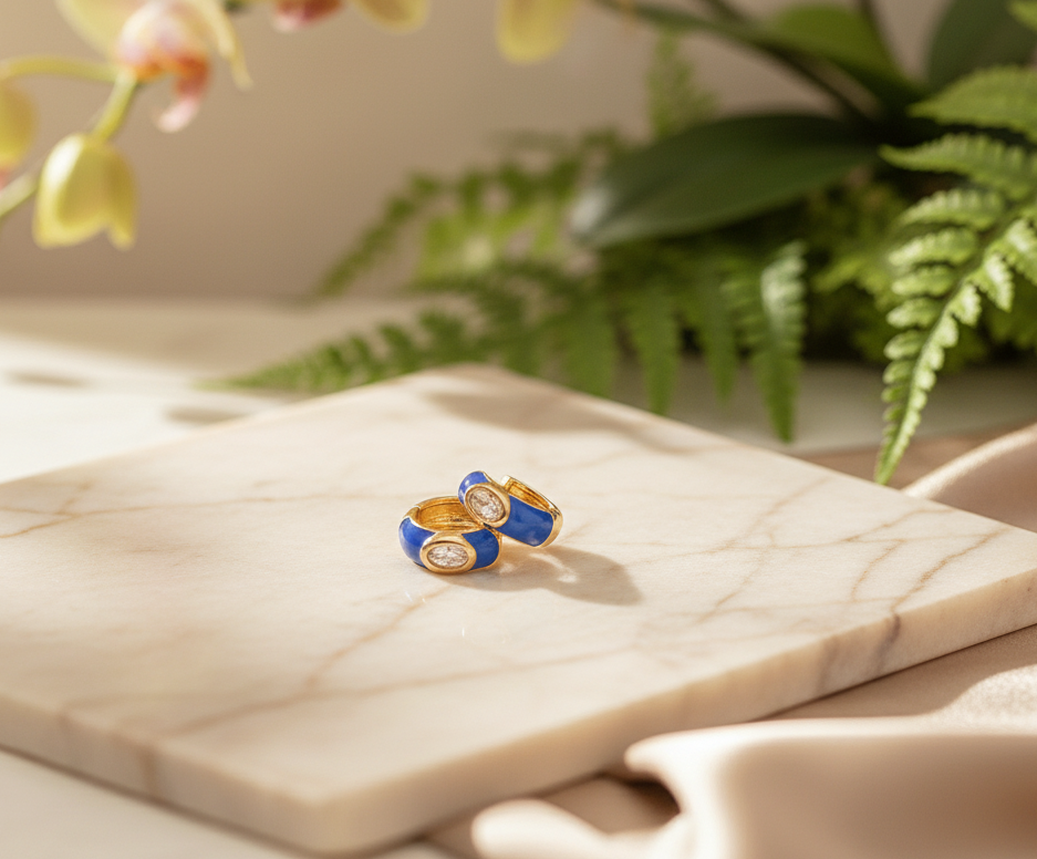 Enamel embellished hoop earrings