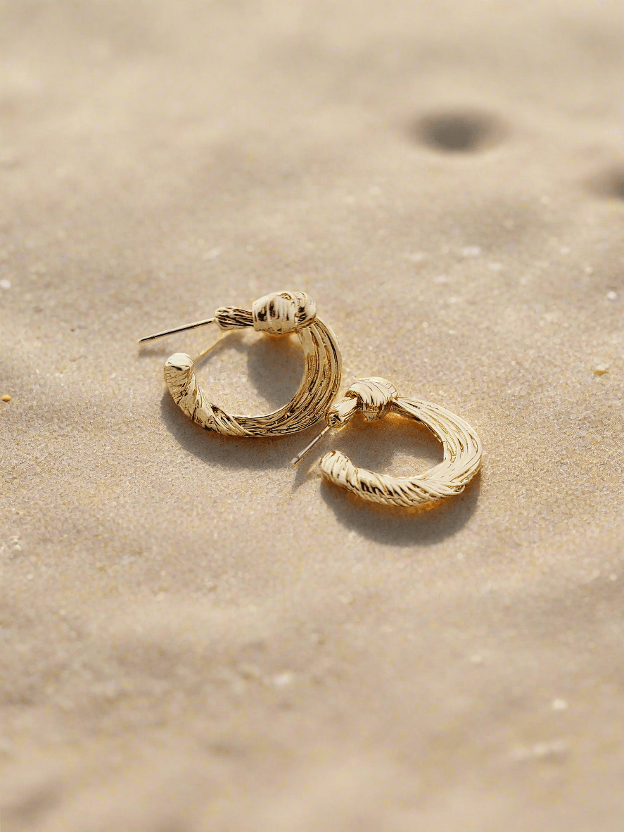 Textured Gold-Tone Hoop Earrings - Mirae 