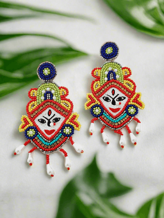 Handcrafted Durga Maa Beaded Earrings - Mirae 