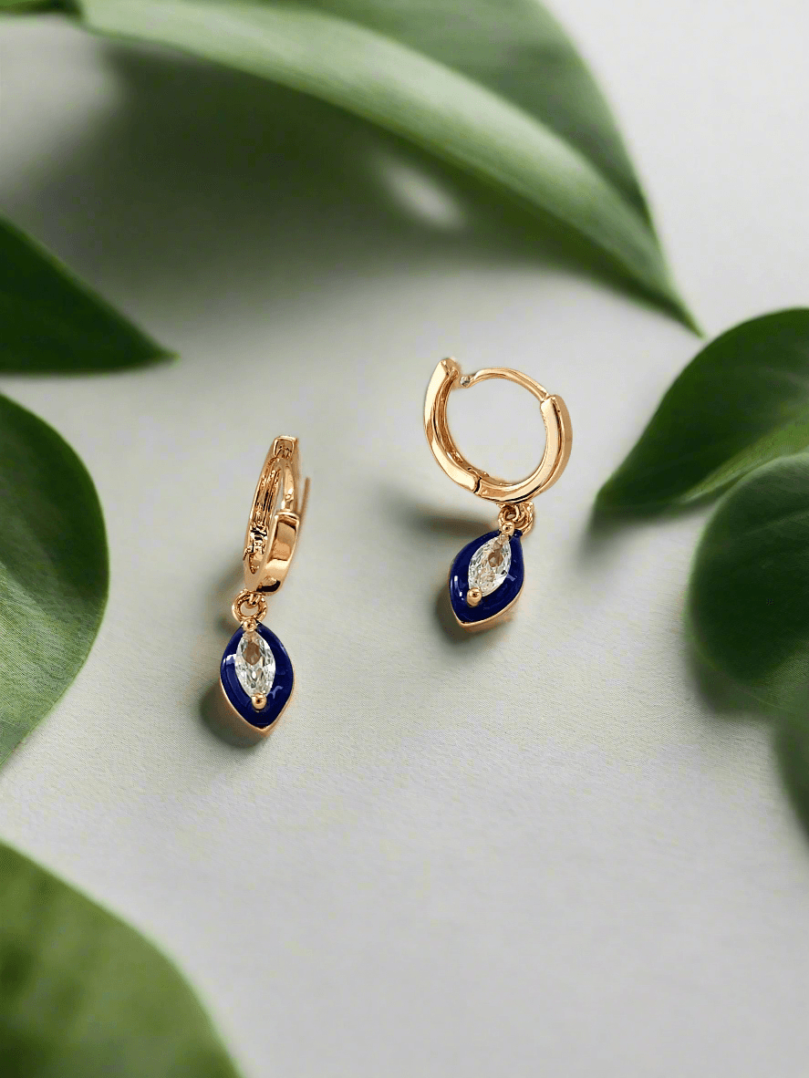 Blue enammeled drop bali - Mirae 