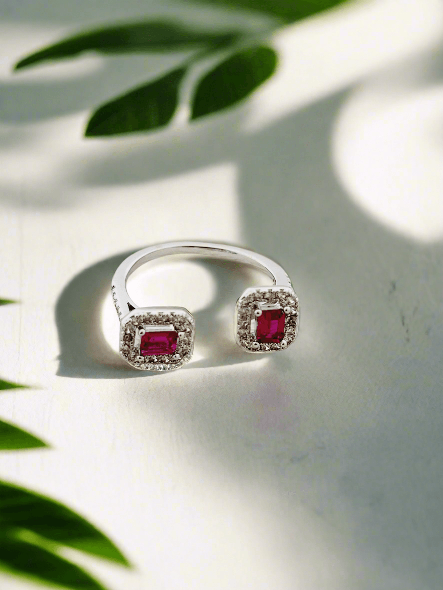 Crystal Two-Stone Open Ring - Mirae 