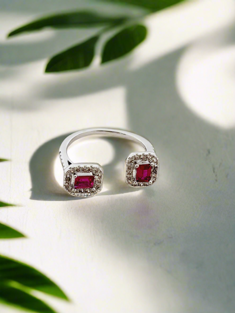 Crystal Two-Stone Open Ring