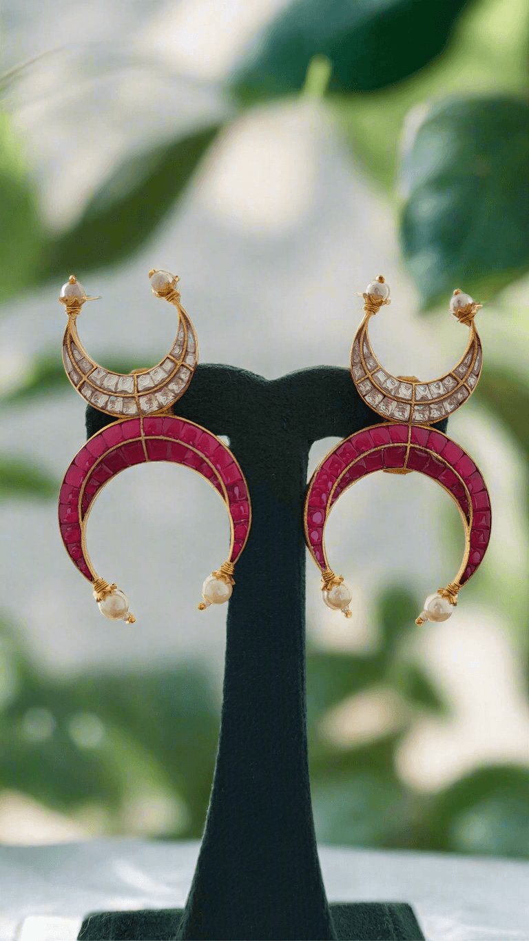 Double Crescent Pearl Drop Earrings - Mirae 