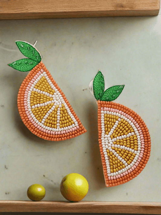 Slice Beaded Dangle Earrings - Mirae 