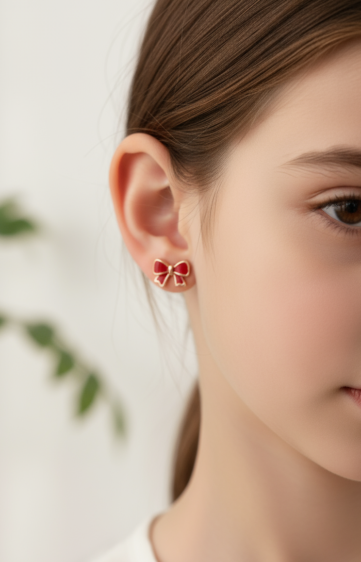 Red Bow Mini Stud Earrings