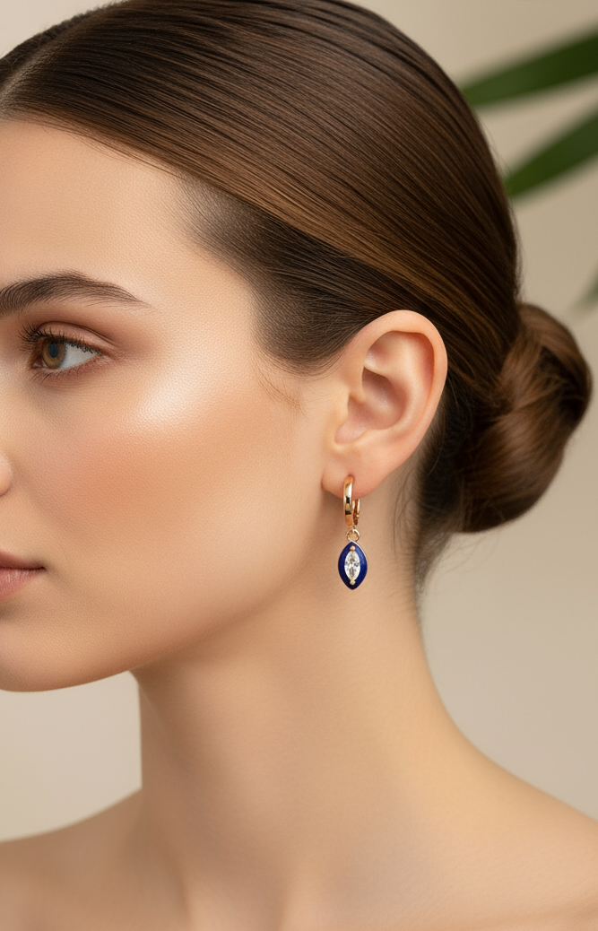 Blue enammeled drop bali