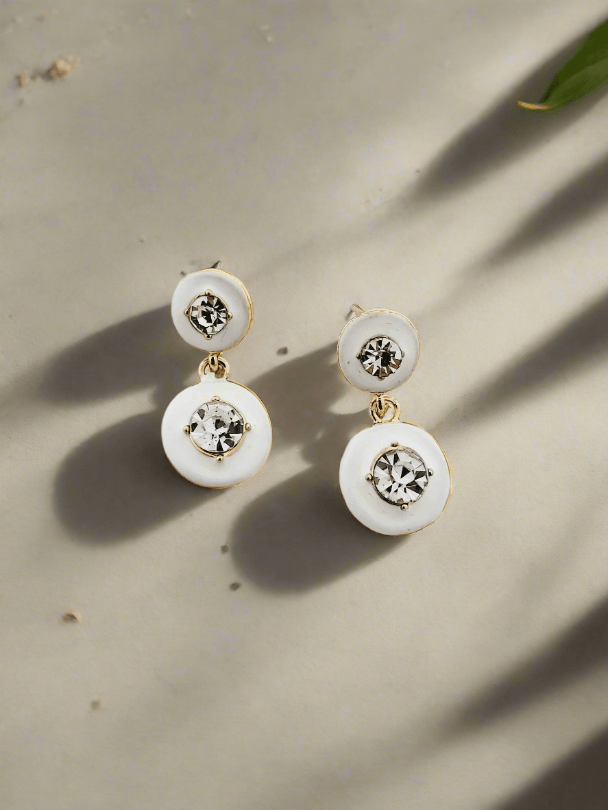 Enamel & Crystal Drop Earrings - Mirae 