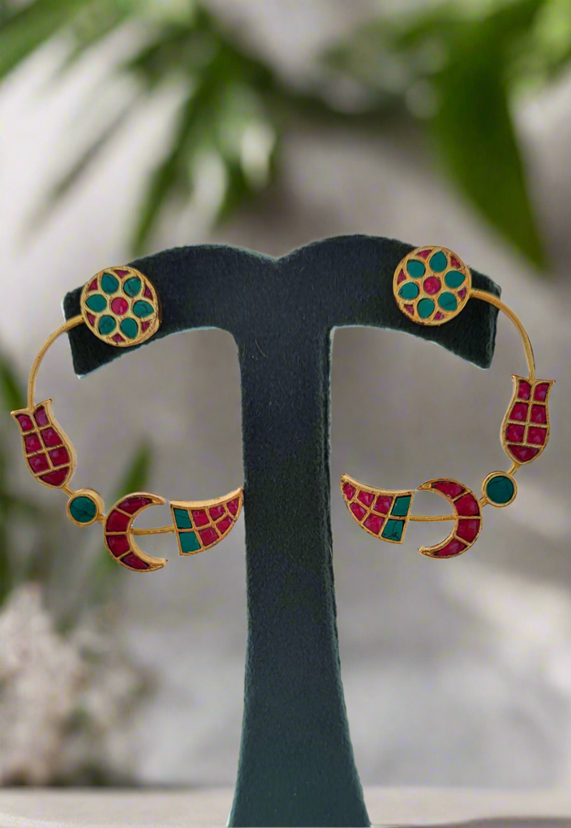 Polki-Style Crescent Earrings
