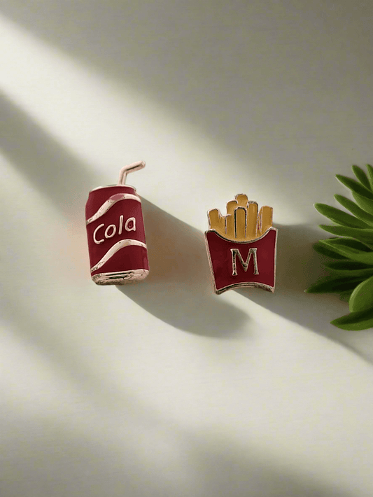 Cola and Fries Mismatched Stud Earrings. - Mirae 