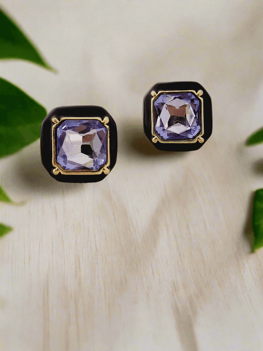Artisan Color Stone & Enamel Stud Earrings - Mirae 