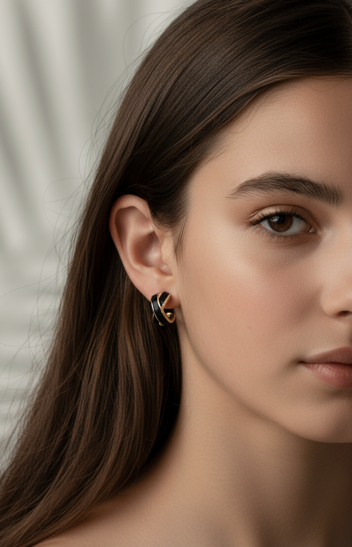 Black enamel half bali