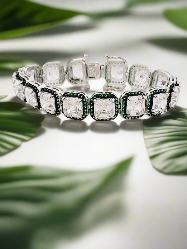 Cushion-Cut Crystal Tennis Bracelet
