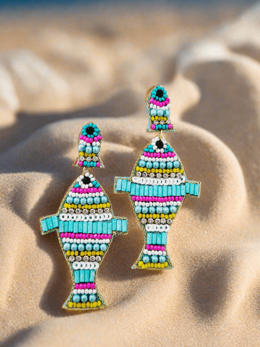 Fish Beaded Drop Earrings - Mirae 