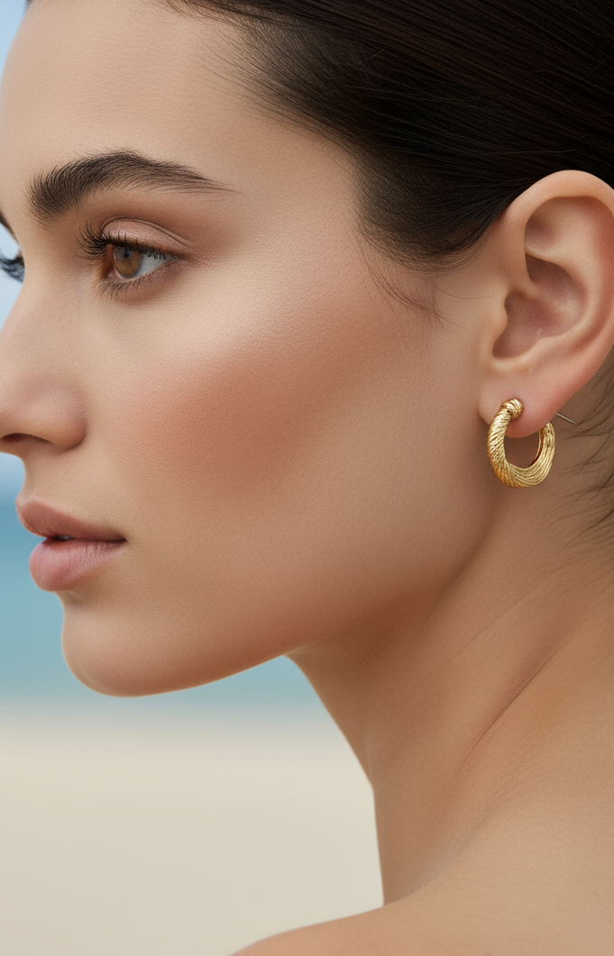Textured Gold-Tone Hoop Earrings