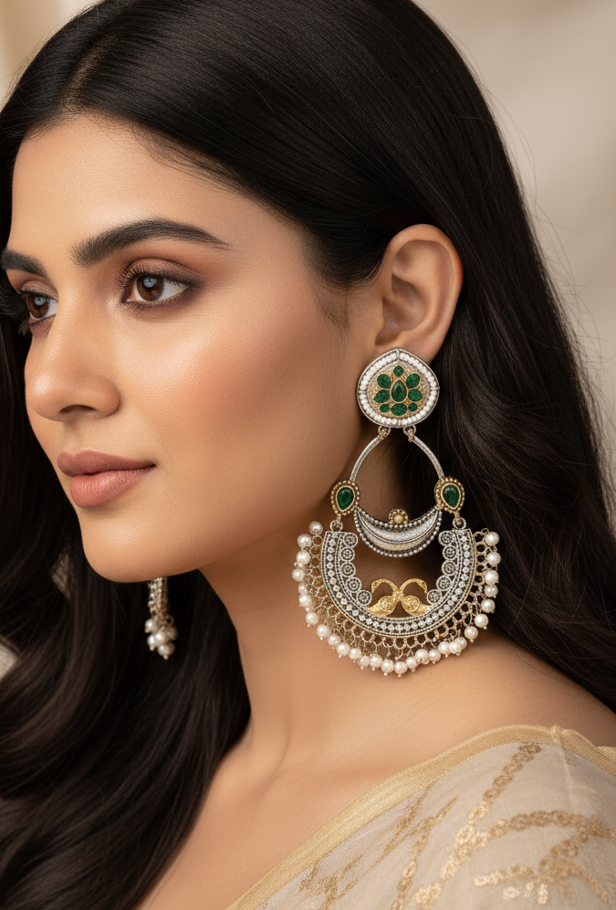 Peacock Motif Chandbali