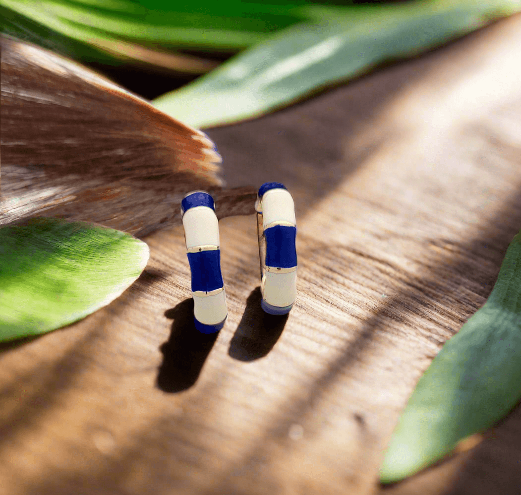 Chunky Two-Tone Enamel hoops earrings - Mirae 