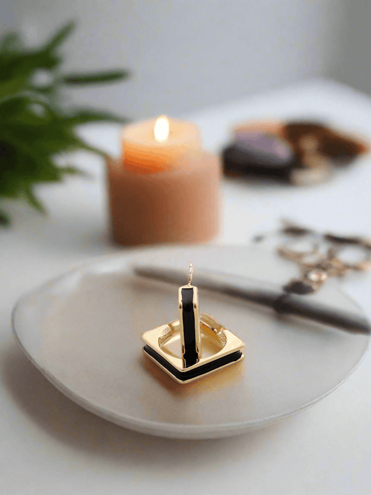 Black enameeled square half bali - Mirae 