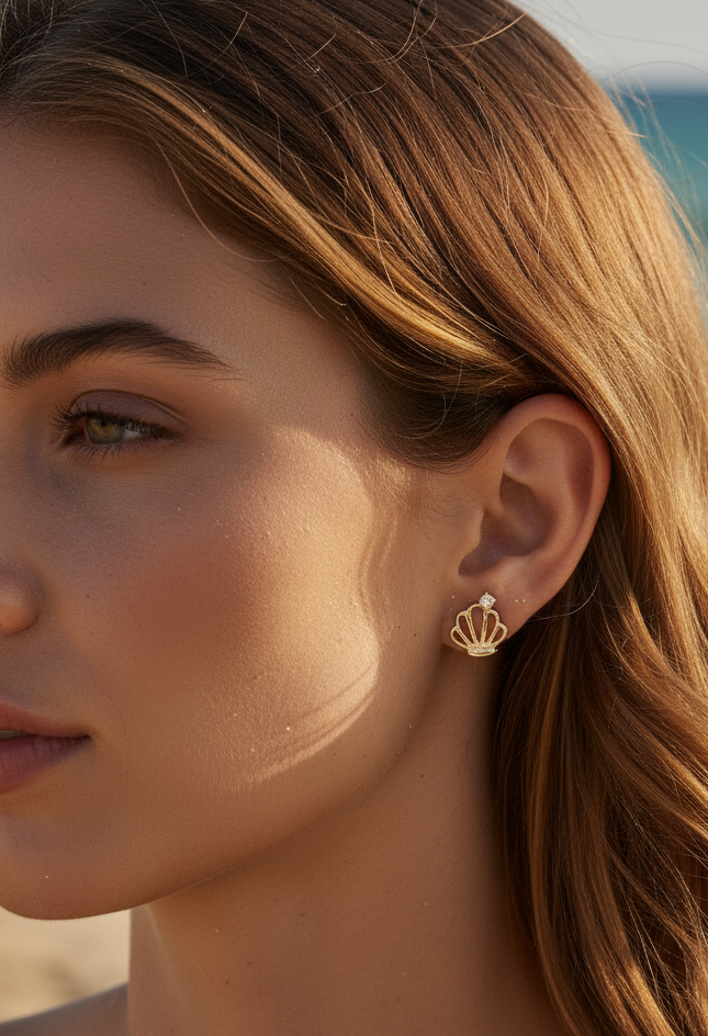 Gold plated anti tarnish oyster mini stud