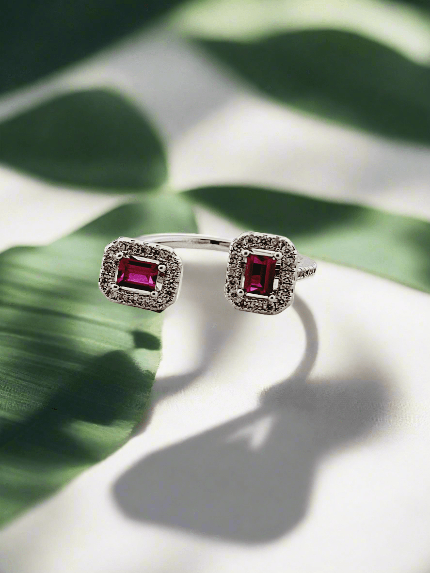 Crystal Two-Stone Open Ring - Mirae 