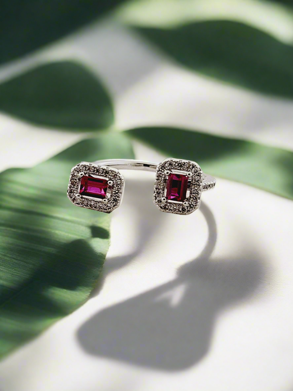 Crystal Two-Stone Open Ring