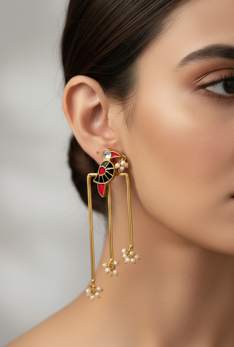 Pachi Kundan Gold-Plated Bird motifs Earrings
